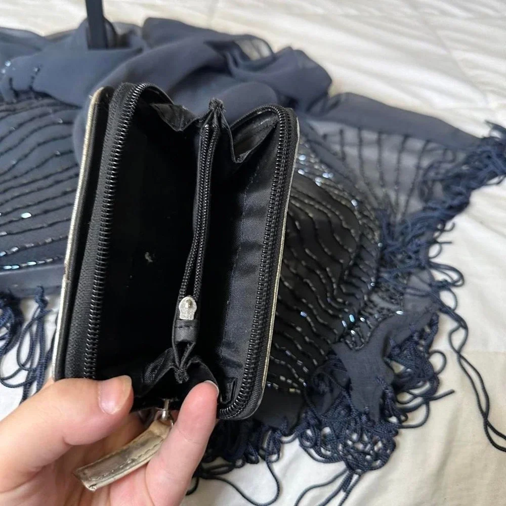 Happy Bunny black graphic zip wallet silver detailing y2k vintage